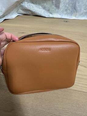 Monos Metro Toiletry Case Vegan Leather Saddle Tan